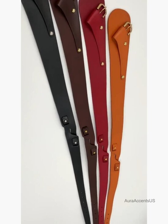 Genuine Cowhide Leather Adjustable Wrap Belt with Gold-Tone Buckle main image 5